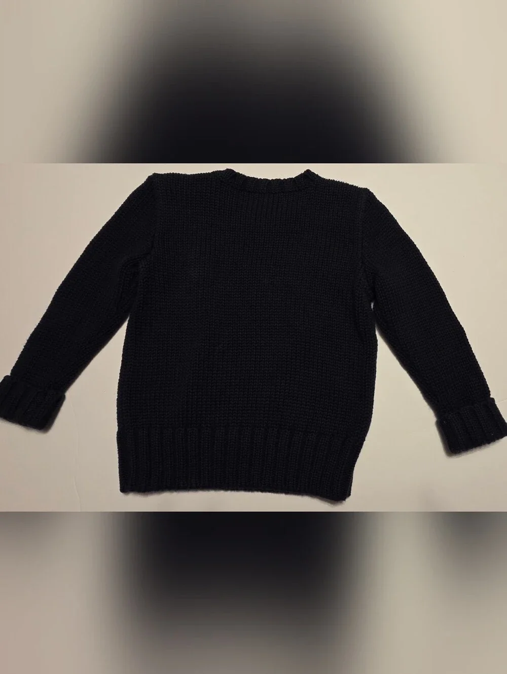 Ralph Lauren Black Knit Crewneck Sweater with Flag Embroidery